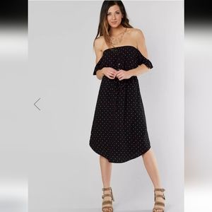 DayTrip‎ Black Polka Dot Midi Dress Size Medium